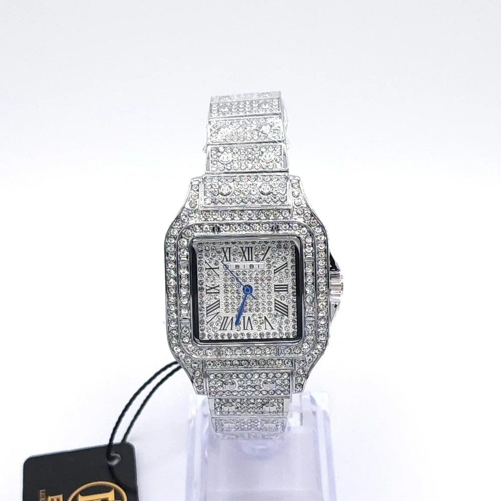 BIBI‎ Iced Out Crystal Watch Silver 34mm